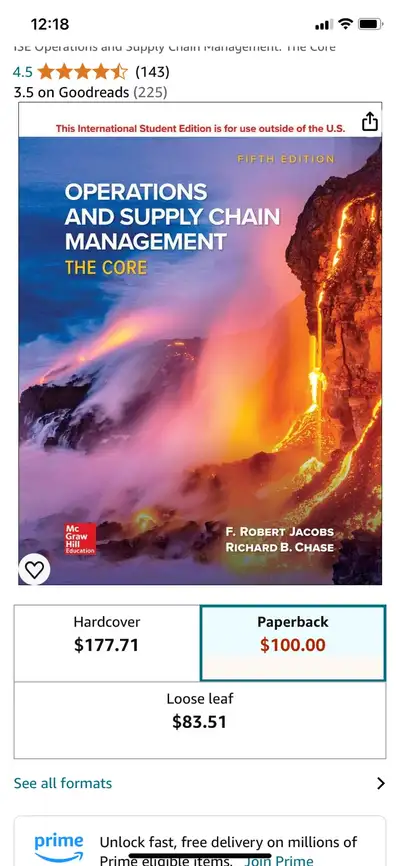• USED LIKE NEW • ‘ OPERATIONS AMD SUPPLY CHAIN MANAGEMENT’ • FIFTH EDITION • MCGRAW HILL EDUCATION...