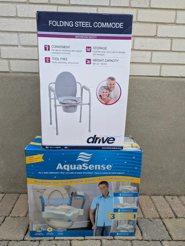 Folding Commode + Raised Toilet Seat - NEW