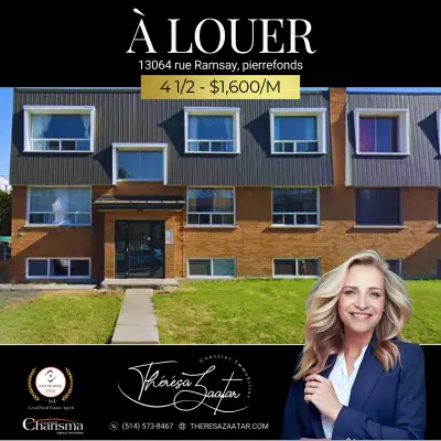 Joli appartement 4 1/2 à louer à Pierrefonds, parfait pour une petite famille ou un couple. Cet appa...