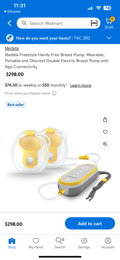 Medela Freestyle handsfree/wearable double breast pump., View more