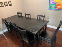 IKEA Ingatorp Table Black with chairs, seats up to 8