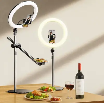 Overhead Phone/Camera Desk Stand Anti-Shaking 10.5" Ring Light, View more