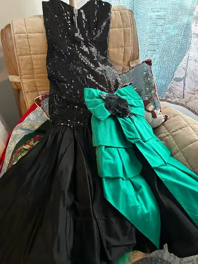 Vintage black strapless sequin gown, View more