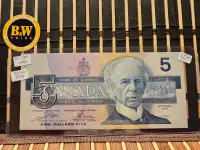 1986 Canadian   $5 Yellow  BPN Banknote