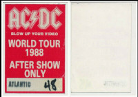 AC/DC Blow Up Your Video VIP Atlantic Records Tour Pass-1988