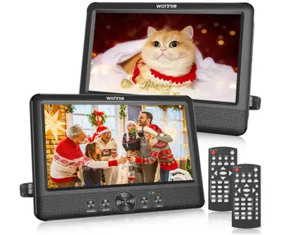 WONNIE 10.5" Two DVD Players Dual Screen Portable Twins CD Player for Car: Play the Same or Two Diff...