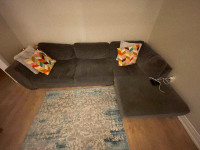3 piece sectional grey fabric