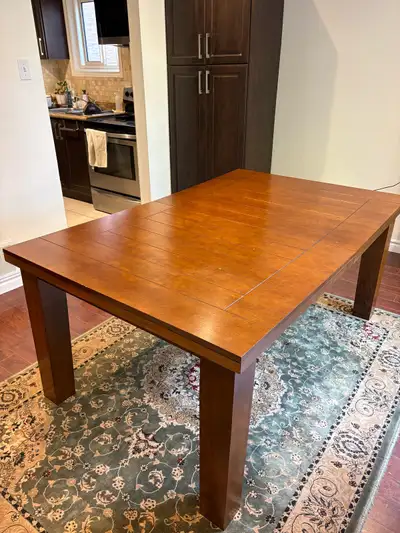 Dining Table with Wooden Plank Top, View more
