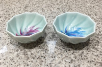 Tea Cups - Chinese,  Porcelain - Siamese Fighting Fish Design 