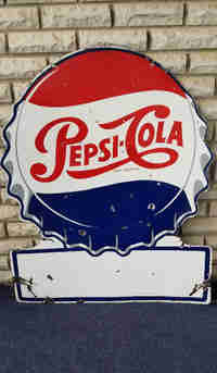 Vintage 1950's Pepsi Cola DSP Keyhole sign.