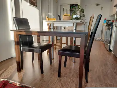 Dining table and two chairs, View more