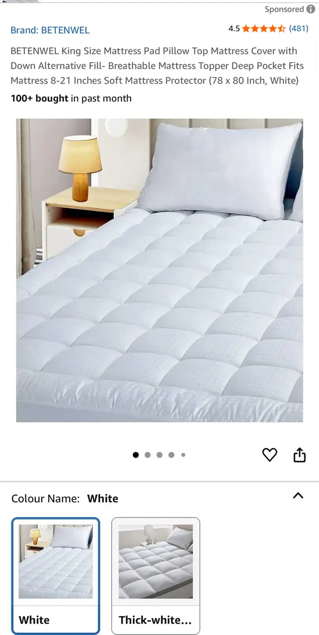 Pillow Top Mattress Cover King Size in Bedding in Hamilton - Image 2