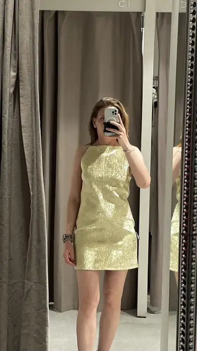 New shiny gold mini dress Zara S, View more