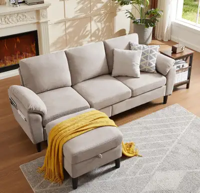 Couch and ottoman with storage, View more