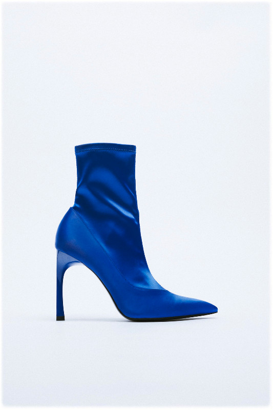 Zara Satin Blue Sock Boots - New, Never Worn in Women's - Shoes in Calgary