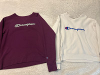 Champion sweatshirts (purple and white) size small and medium 