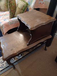 Vintage wooden 2 tier side end table, needs some repair