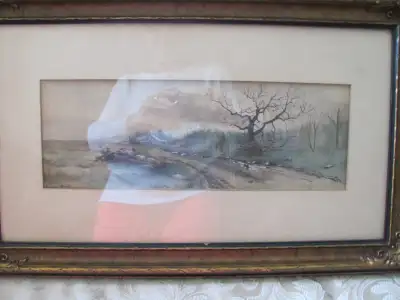 Antique watercolour painting, View more