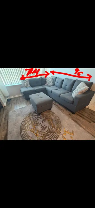 Sectional couch L shape in grey color, mint condition I bought it about three months ago for my unit...
