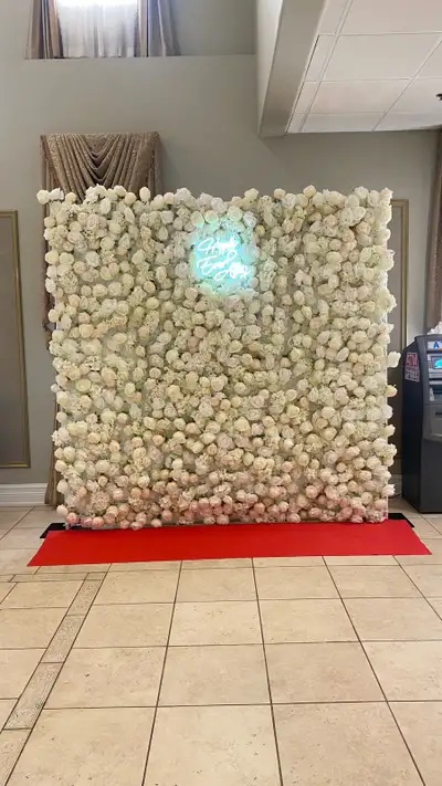 DM us to book IG & FB : V&R Floral Wall Decor 437-788-7806 Price includes one cake plinth, one neon...