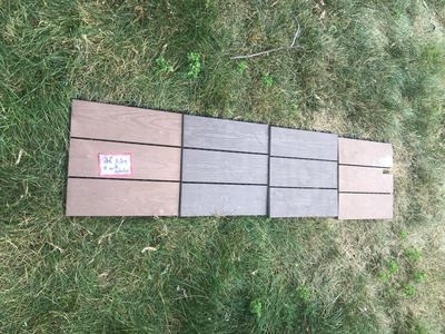 120 - 1x1 mix of black and brown deck tiles. (4 have notches in them) - priced for all Easily attach...