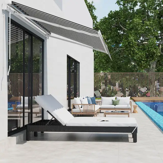 Outsunny Wicker Double Chaise Lounger Chair Outdoor Recliner in Chairs & Recliners in City of Toronto - Image 3