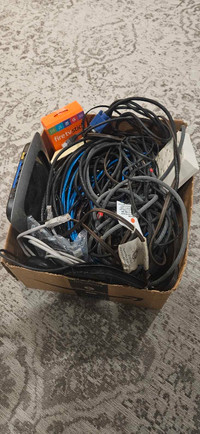 Box of electronics and cables