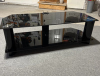 Glass entertainment console table
