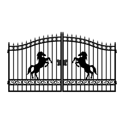 14FT Driverway Iron Gate (œuvre d'art "cheval"), View more