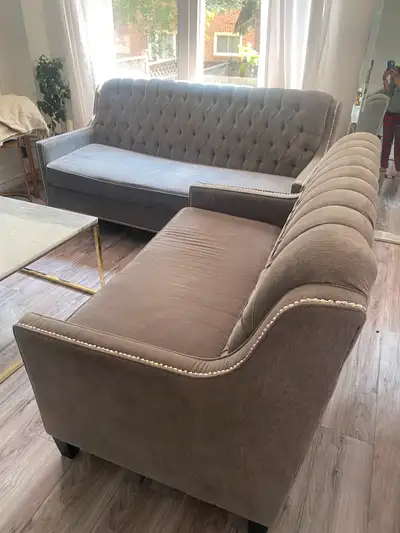 3 piece tufted couch/sofa set. Nailhead, View more