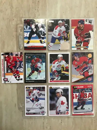 Lot de 10 cartes de hockey différentes - Éric Desjardins, View more