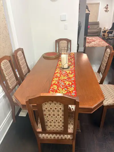 solid wood dining table with six chairs , View more