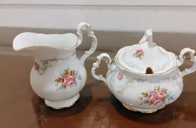Vintage Royal Albert China Cream & Sugar Set, View more