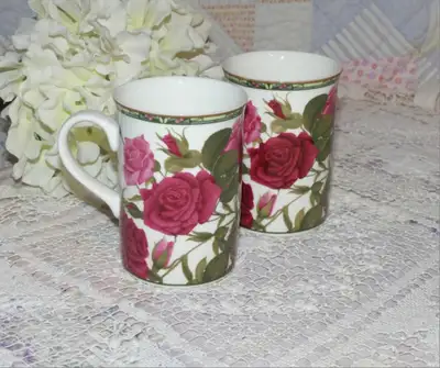 6 Royal Fine Bone China Pink Mugs, View more