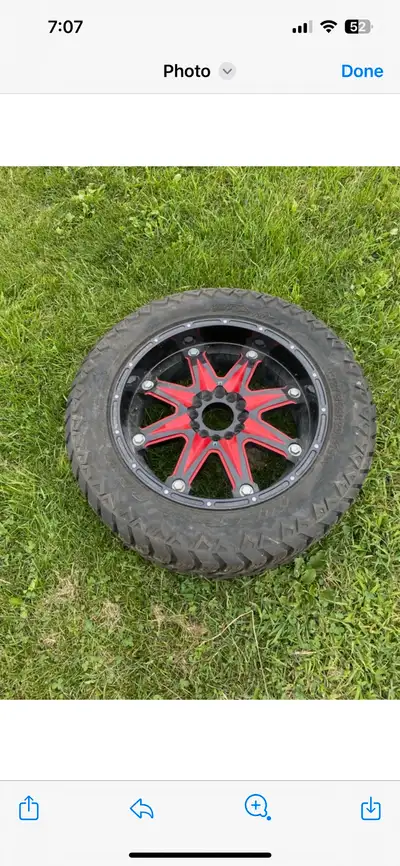 Tires and rims came off Ford F150 tires are 275/55R20 , rims are 20 . Tires are excellent condition...