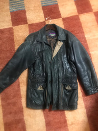 Mens leather car coat