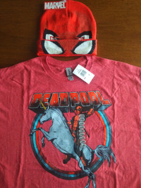 Marvel Deadpool & Spiderman ️T-Shirt & Rolldown Beanie