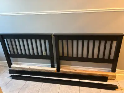 Affordable Newly Refinished Black Single Bed/Night Stand. No Mattress/ Boxspring. This was a project...