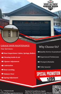 Special Promotion  Garage Door Maintenance