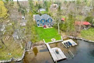 The property is a custom-built executive waterfront estate located on Pigeon Lake in the Trent Lakes...