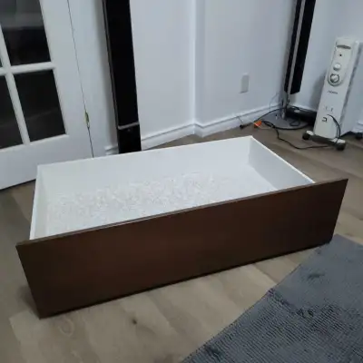 For sale 2 two matching Dark wood grain IKEA Malm bed drawers ... Like new condition. Pickup Kipling...