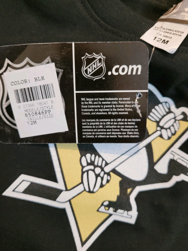 NEW/NEUF, official NHL hockey shirt,  chandail, size 12 mois dans Hockey  à Ouest de l’Île - Image 2