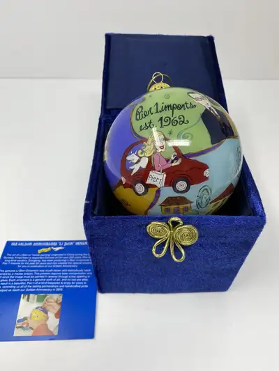 Pier One 2012 Li Bien Christmas Tree Hand Painted Glass Ornament Box Pier 1 2012 LI BIEN PIER 1 50 Y...