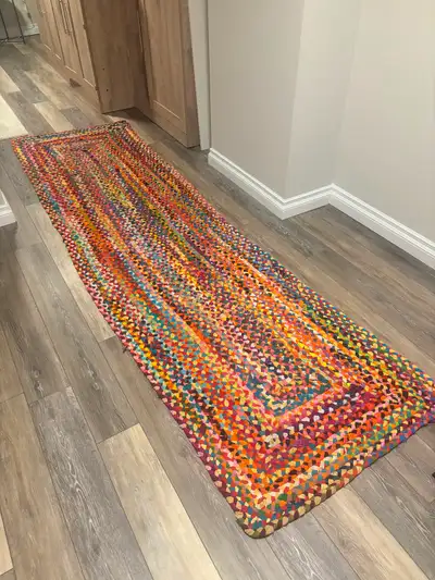 Multicoloured runner rug for hallway or children, View more
