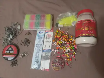 Fishing gear Asking $20 for everything A couple rod holders There's 117 assorted jigs About 50 yards...