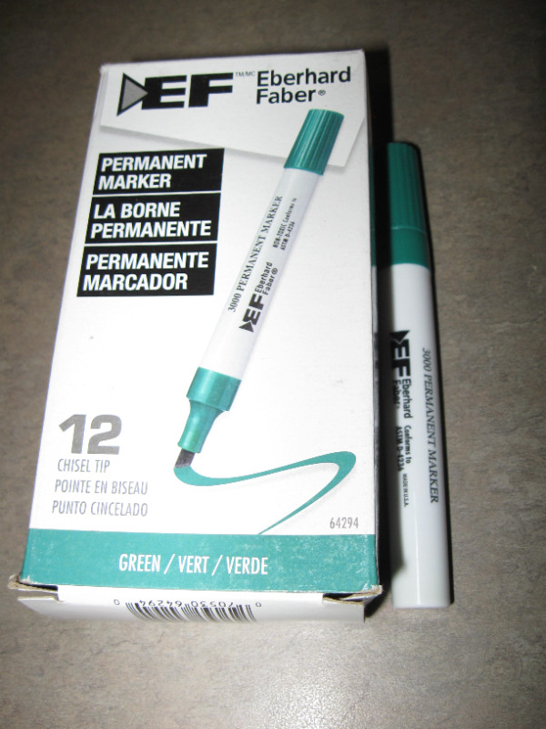 New Box of 12 Green Eberhard Faber Chisel Tip Permanent Markers in Hobbies & Crafts in City of Halifax