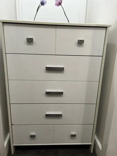 White dresser with dazzle handles, View more