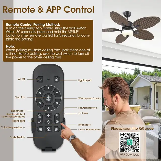 NEW 50 Inch Ceiling Fan with Light Remote/APP Control 6 Speed in Indoor Lighting & Fans in Mississauga / Peel Region - Image 5