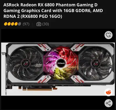 ASRock Radeon RX 6800 Phantom Gaming D Gaming Graphics Card 16GB, View more