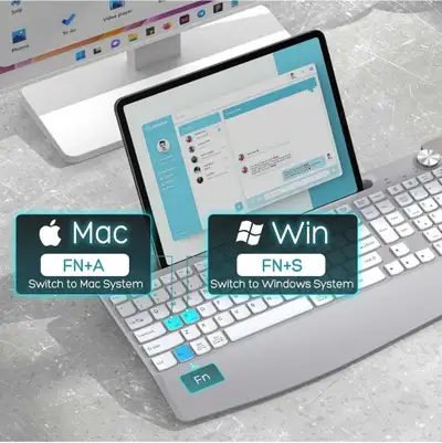 Wireless Keyboard and Mouse - Full-Sized Ergonomic Keyboa, View more